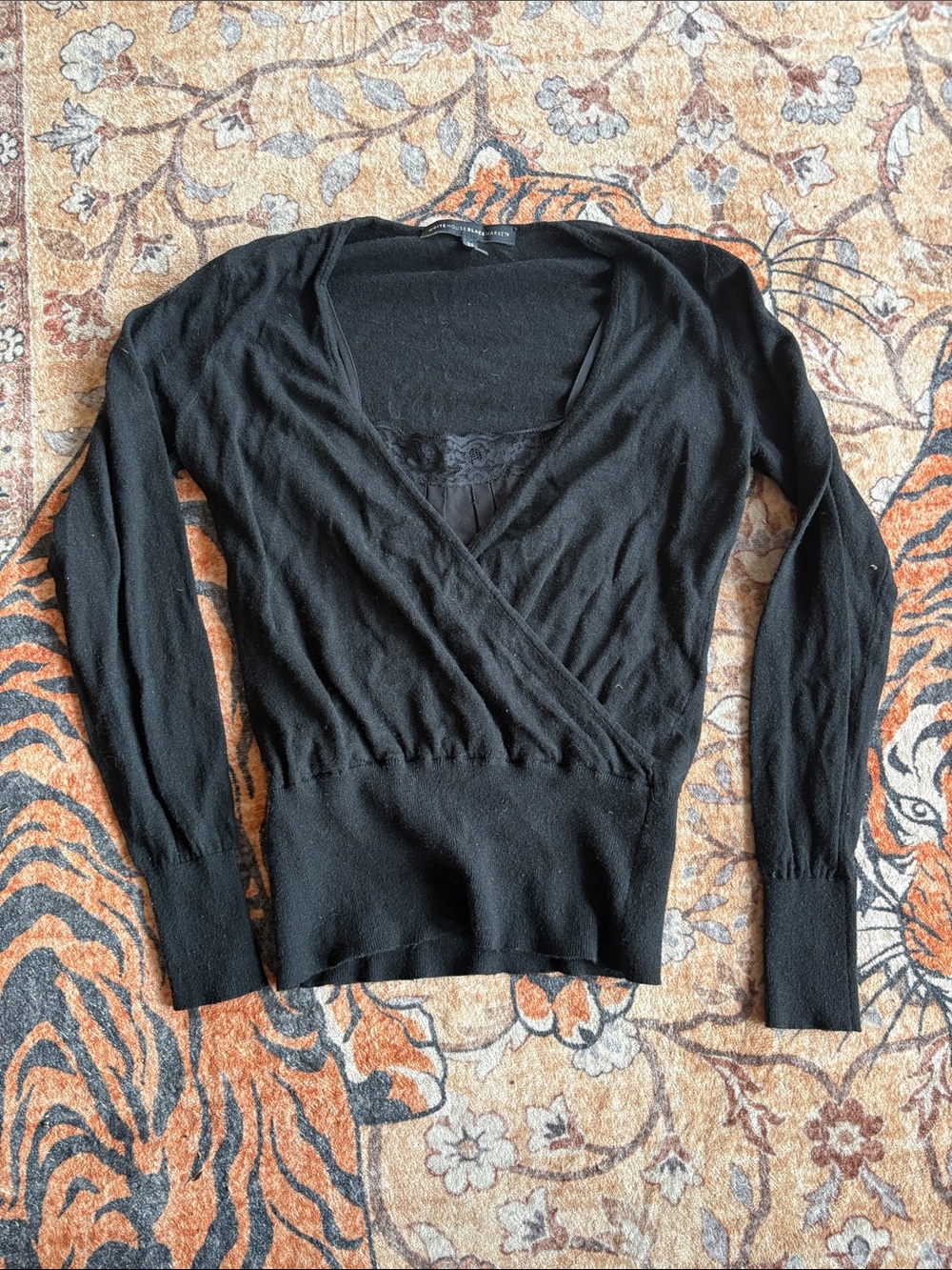 White House Black Market Black Knit Sweater Top